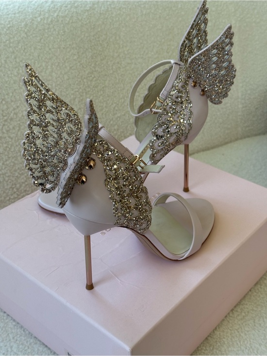 Sophia Webster Shoes - Sophia Webster Blush Pink Crystal Wing Embellished Heels